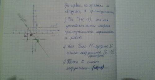 Уквадрата abcd известны координаты трех вершин: a (1; 1), b (− 2; 1), c (−2; −3). верно ли утвержден