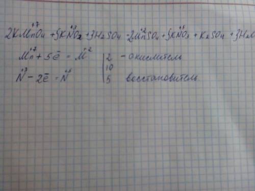 Расставить коэффициенты с электронного в уравнении/окислитель и восстановитель. kmno4 + kno2 + h2so4