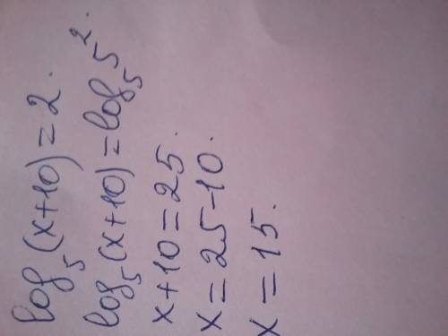 Решить log (x+10) по основанию 5 =2