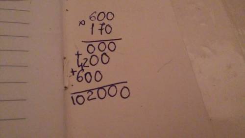 600 умножить на 170 столбиком решите
