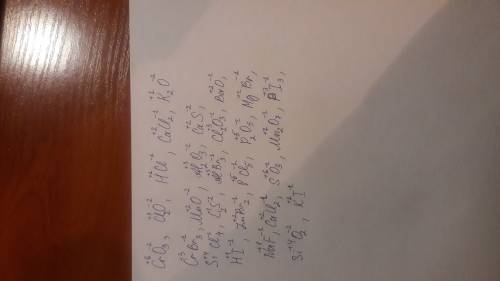﻿ надо составить формулы веществ по степени окисления. cr(+6)o cl(+1)o hcl cacl ko cr(+3)br mn(+2)o