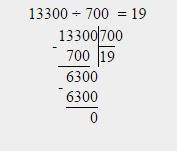 Напишите етот пример в столбик: 13300/ 700