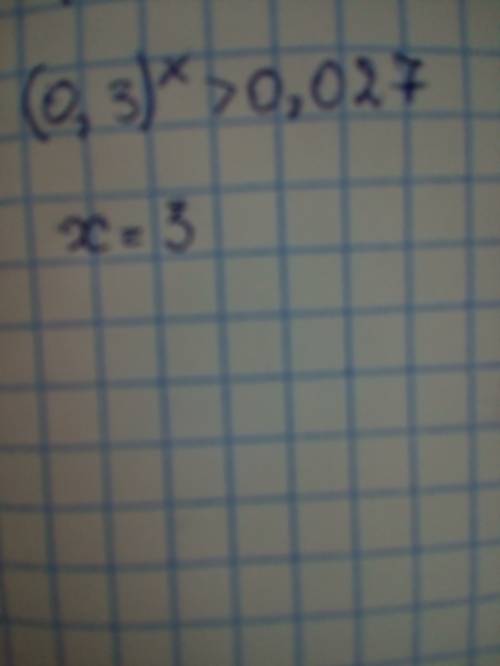 Надо завтра сдавать (0,3)^x> 0,027