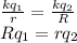 \frac{kq_1}{r} = \frac{kq_2}{R}\\
Rq_1 = rq_2