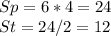 Sp=6*4=24\\
St=24/2=12