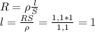 R=\rho\frac{l}{S}\\
l=\frac{RS}{\rho}=\frac{1,1*1}{1,1}=1