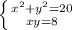 \left \{ {{ x^{2} +y^{2} = 20} \atop {xy=8}} \right. 
