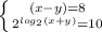 \left \{ {{(x-y)=8} \atop {2^{log_2(x+y)}=10}} \right.