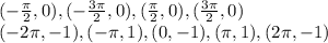 (- \frac{ \pi}{2},0), (- \frac{3 \pi}{2},0), ( \frac{ \pi}{2},0), ( \frac{ 3\pi}{2},0)\\
 ( - 2\pi ,-1), ( - \pi ,1), ( 0 ,-1), ( \pi ,1), ( 2\pi ,-1)