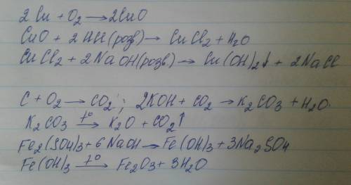 Как сделать хим перетворення cu cuo cucl2 cu(oh)2 c co2 k2co3 co2 fe2(so4)3 fe(oh)3 fe2o3