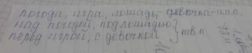 Запишите существительные в ииенительно и творительном падежах единственного числа, используя предлог