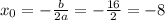 x_{0}=- \frac{b}{2a} =- \frac{16}{2}=-8
