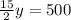\frac{15}{2}y=500