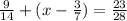 \frac{9}{14} + (x - \frac{3}{7}) = \frac{23}{28}