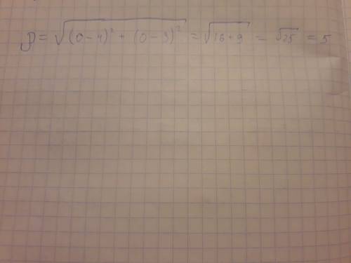 Найдите расстояние между точками: о (0; 0) и а (4; 3)