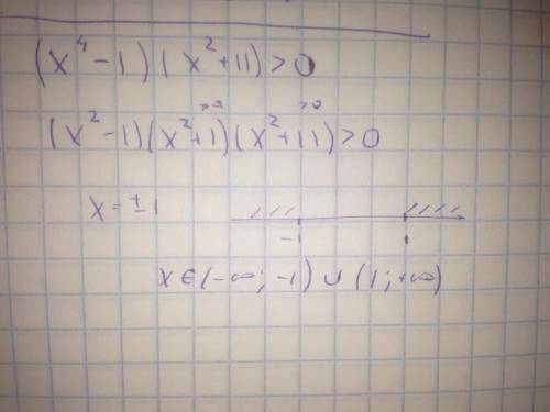 Решите неравенство (x^4-1)(x^2+11) больше 0