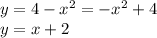 y=4-x^2=-x^2+4
\\y=x+2