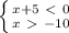 \left \{ {{ x+5\ \textless \ 0} \atop { x\ \textgreater \ -10}} \right. \\\\
