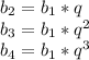 b_2=b_1*q
\\b_3=b_1*q^2
\\b_4=b_1*q^3