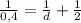 \frac{1}{0,4} = \frac{1}{d} + \frac{1}{2} 
