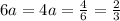 6a = 4
a = \frac{4}{6} = \frac{2}{3}