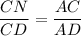 \dfrac{CN}{CD} =\dfrac{AC}{AD}