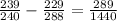 \frac{239}{240} - \frac{229}{288} = \frac{289}{1440}