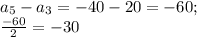 a_5-a_3=-40-20=-60; \\ 
 \frac{-60}{2}=-30