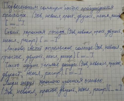 Сделайте синтаксический разбор предложения: под весенним солнцем быстро пробуждается природа. стоит