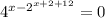 4^{{x-2}^{x+2+12}}=0
