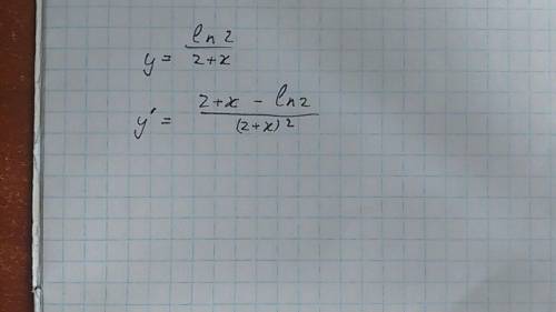 Обчислити похідну функції y=ln 2/2+x