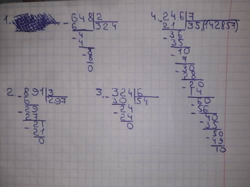 Вычесли 648%2 , 891%3 , 324%6 , 246%7. в столбик по делению