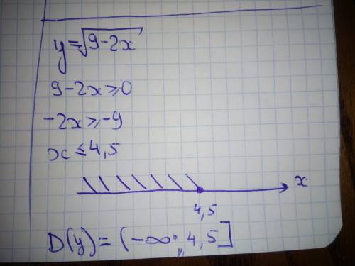 Найдите область определения функции y=9-2х 9-2х(под корнем)