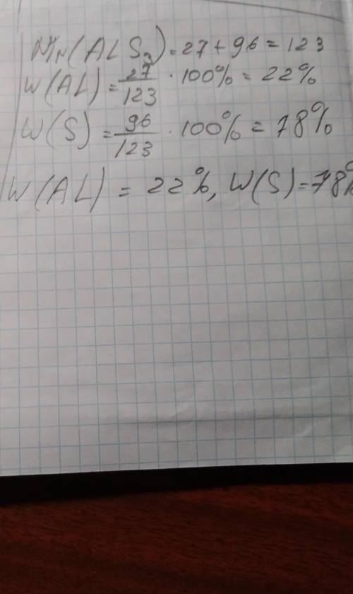 1.вычислите массовые доли элементов в соединени al2s3​