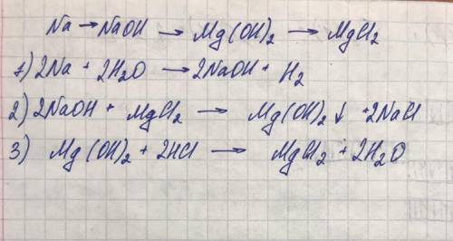 Написать уравнение реакций na-naoh-mg(oh)2-mgcl2​