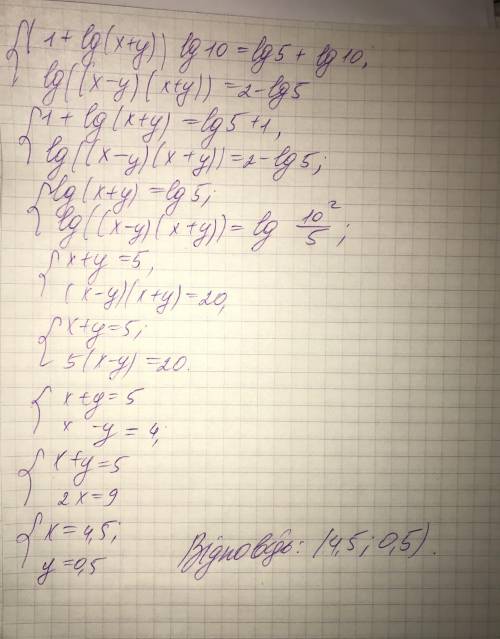 Розв’язати систему рівнянь ,логарифми