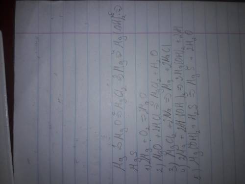 Mg=MgO=MgCl2=Mg=Mg(OH)2=MgS