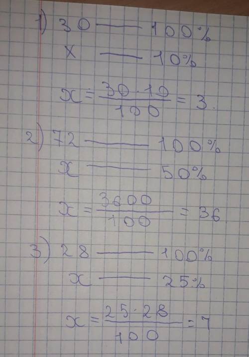 30 санының 10%-ын 72 санының 50%-ын 28 санының 25% табыңдар