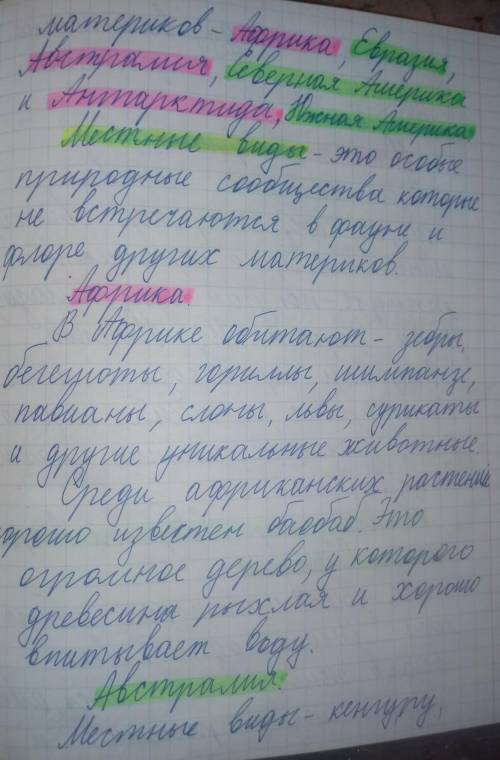Дать характеристику каждому материку