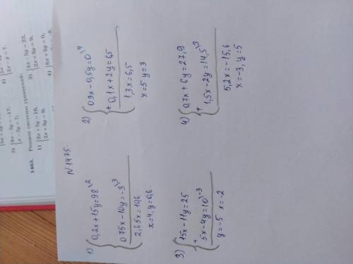 1475. Найдите решение систем уравнений сложения:1) J0, 2x +15y = 9, 8,3) [15x — 11y = 25,[0, 75х – 1