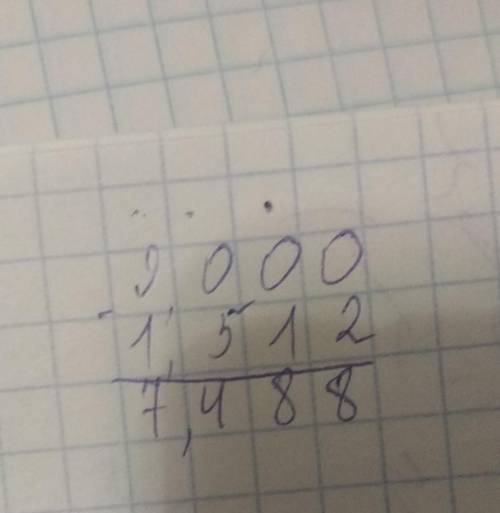 Віднімання десяткових дробів 9-1.512=