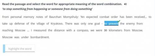 Bauyrzhan Momyshuly Read the passage and select the word for appropriate meaning of the word combina