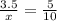 \frac{3.5}{x} = \frac{5}{10}