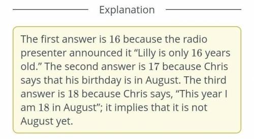 The audio: How old is Lilly?How old is Chris at the moment of speaking?How old is Chris going to be