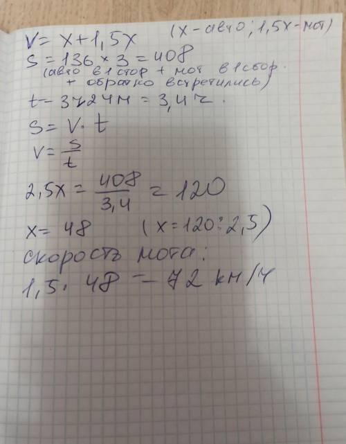 Из пункта А в пункт В выехал автомобиль.В это же время из пункта В в пункт А выехал мотоциклист скор