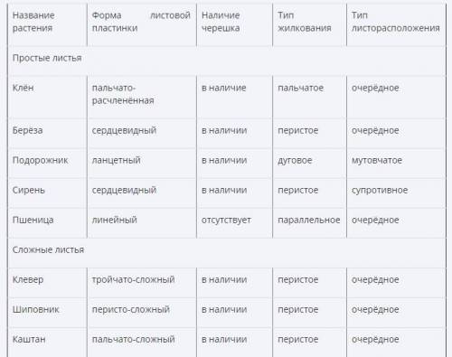 Определите тип листовых пластин, характер прикрепления листьев к стеблю, тип листорасположение