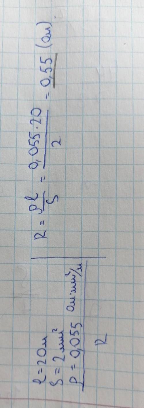 Каково сопротивление вольфрамового провода длиной 20 м и площадью поперечного сечения 2 мм2?