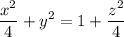 \displaystyle \frac{x^2}{4} +y^2=1+\frac{z^2}{4}