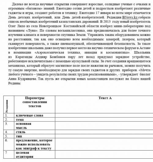 Прочитайте текст и заполните таблицу.Найдите в тексте такие высказывания, которые заслуживают особог