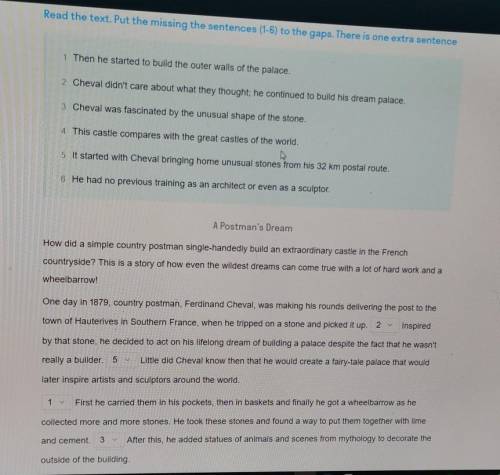 Read the text put the missing the sentences 1-6 to the gaps.